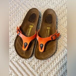 Birkenstock Gizeh Women’s Thong Sandals - Bright Orange Upper Size 40